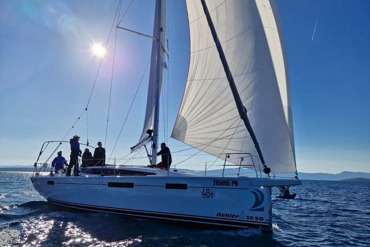 Exterior view of Just B!, a Dehler 38 SQ sailboat at Punat, Croatia