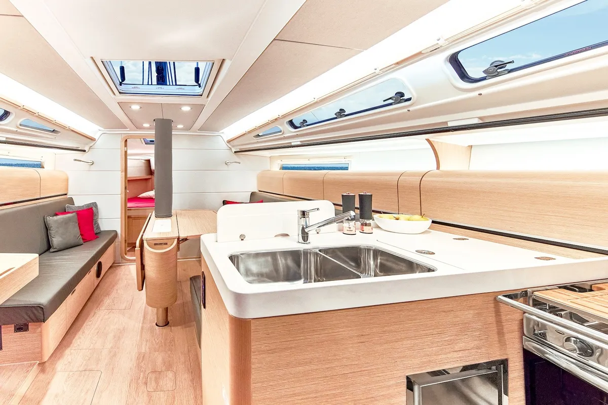 Galley of Just B!, a Dehler 38 SQ sailboat at Punat, Croatia