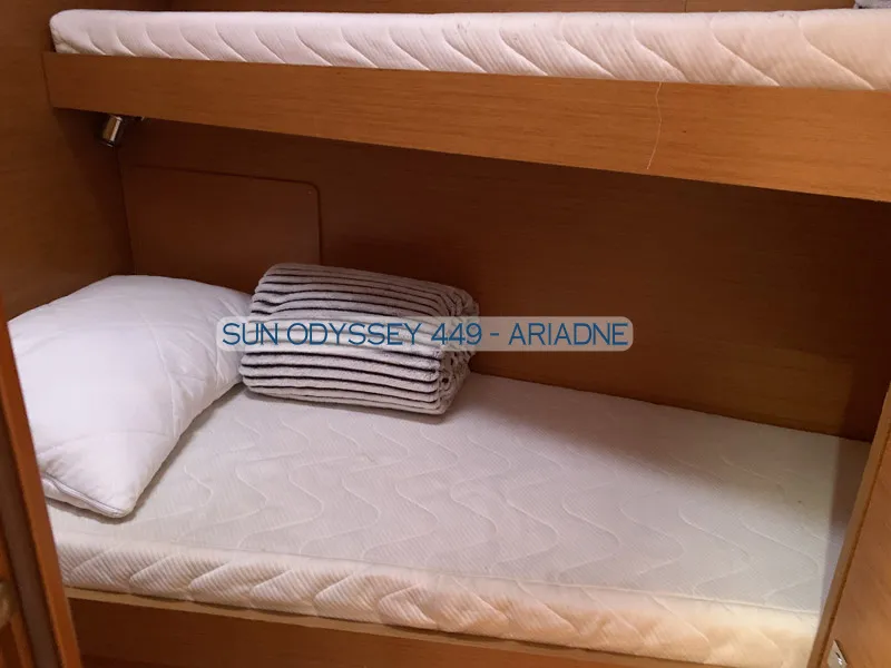 Cabin on Ariadne, a Jeanneau Sun Odyssey 449 sailboat at Kontokali, Greece