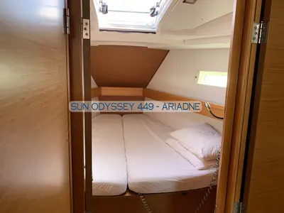 Cabin on Ariadne, a Jeanneau Sun Odyssey 449 sailboat at Kontokali, Greece