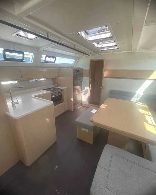 Galley of Giovanna, a Bavaria Cruiser 46 Style sailboat at Figari/Golfo Aranci, Italy
