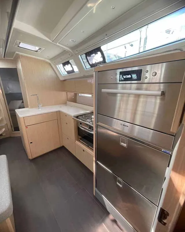 Galley of Giovanna, a Bavaria Cruiser 46 Style sailboat at Figari/Golfo Aranci, Italy