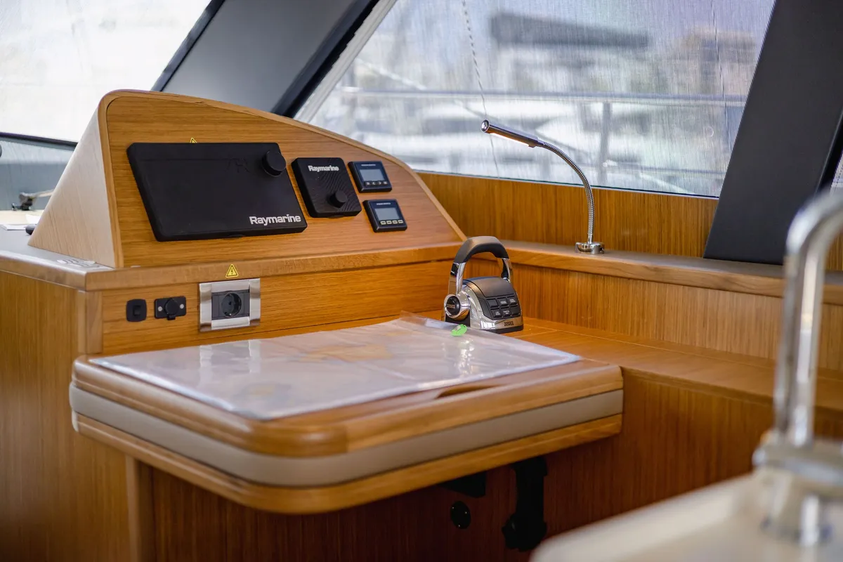 Cockpit of Adventuro, a Hanse Yachts Moody 54 DS sailboat at Palma de Mallorca, Spain