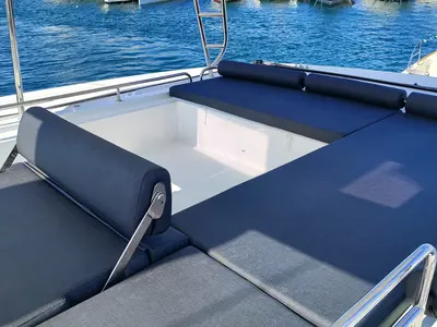 Cabin on Naf, a Lagoon 51 catamaran at Lavrion, Greece