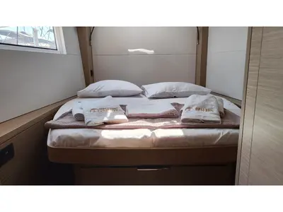 Cabin on Naf, a Lagoon 51 catamaran at Lavrion, Greece