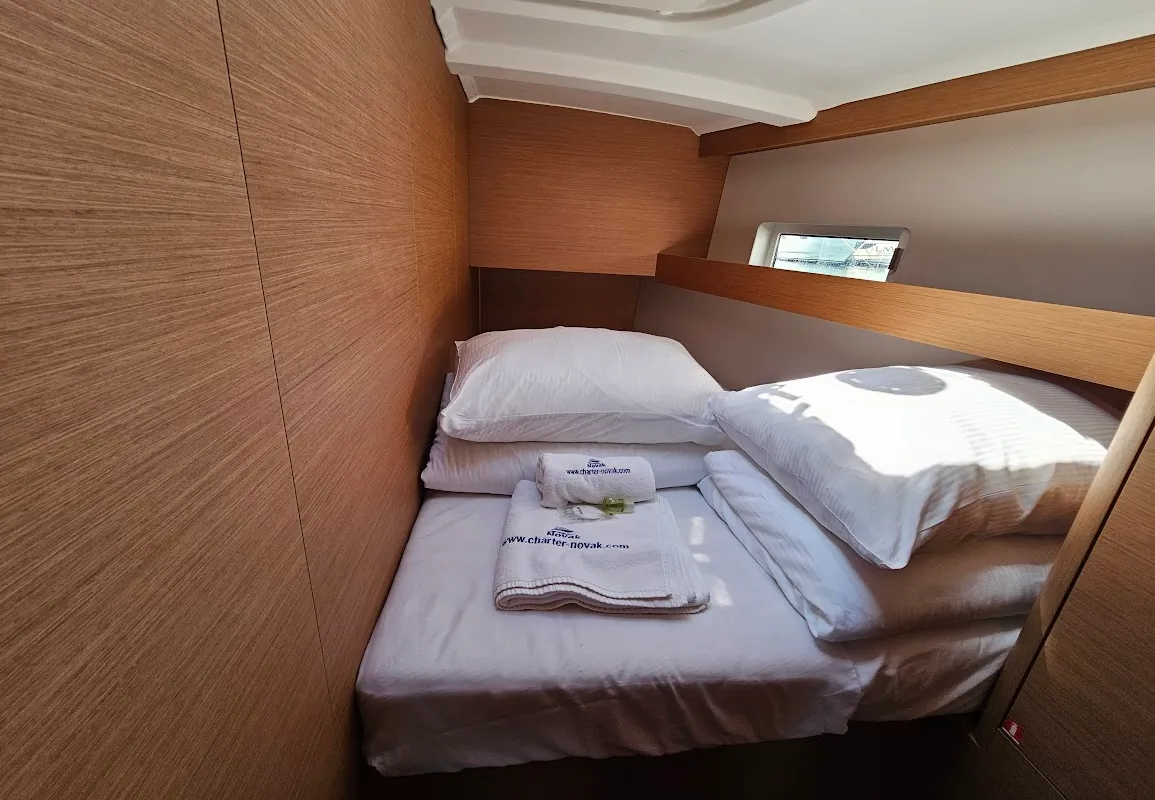 Cabin on Luna, a Jeanneau Sun Odyssey 490 sailboat at Grad Biograd na Moru, Croatia