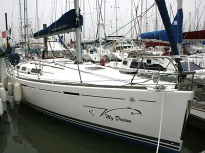Exterior view of My Dream, a Dufour 365 sailboat at Yerseke, Netherlands
