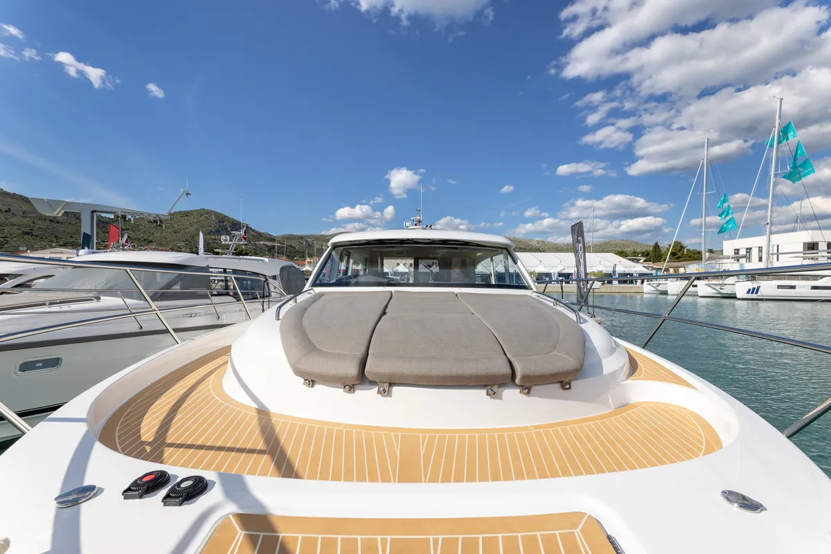 Deck of Ikar, a Nimbus 405 Coupe motorboat at Split, Croatia