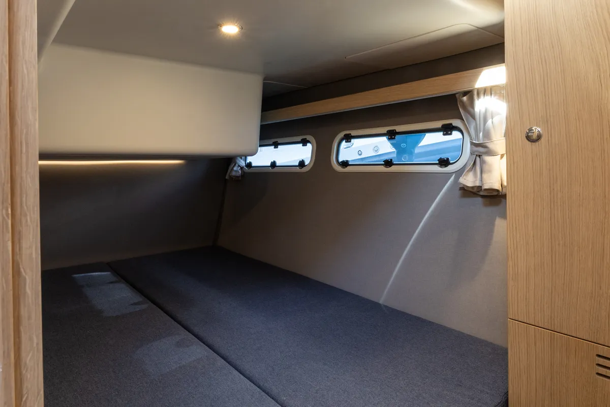 Cabin on Ikar, a Nimbus 405 Coupe motorboat at Split, Croatia