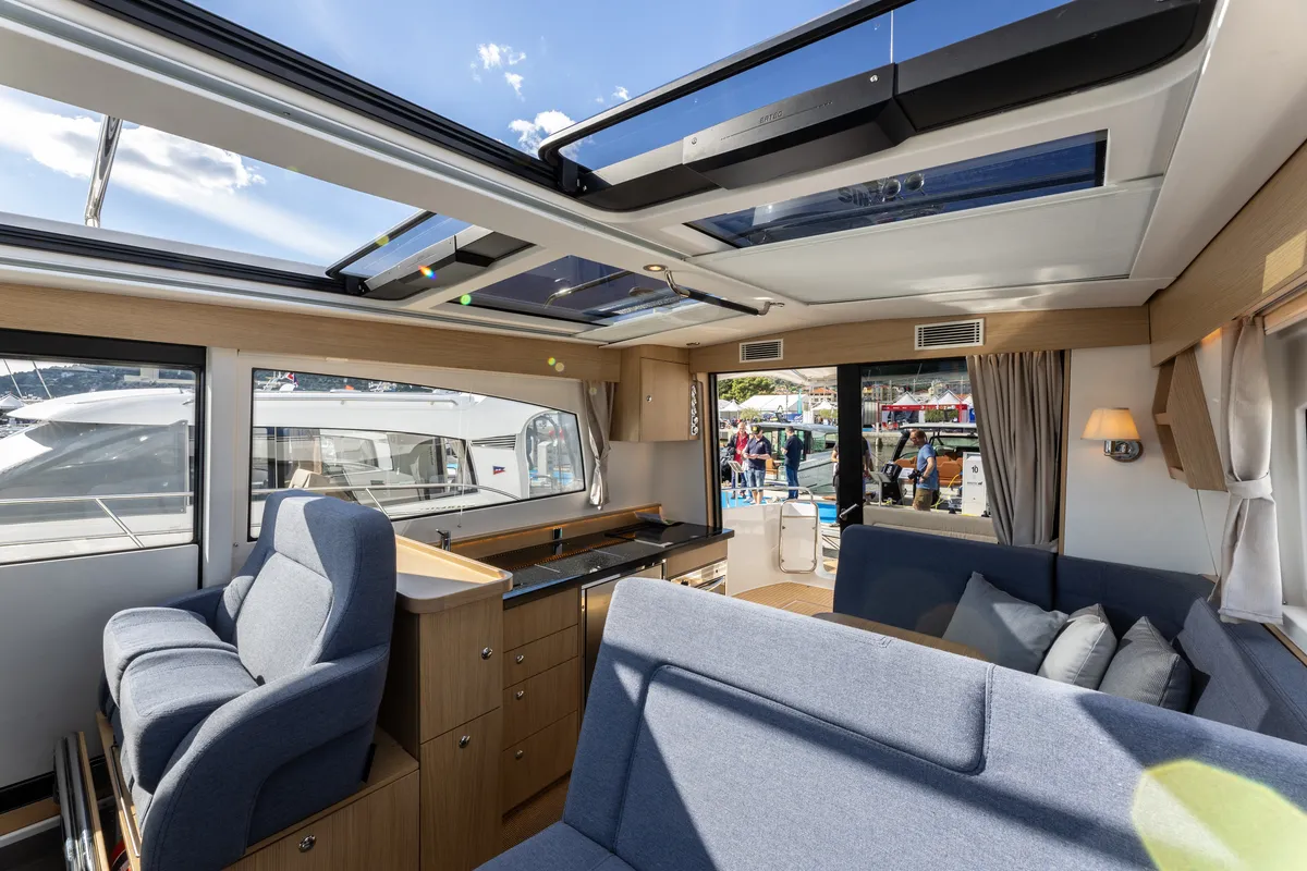 Salon of Ikar, a Nimbus 405 Coupe motorboat at Split, Croatia