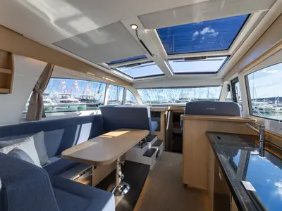 Salon of Ikar, a Nimbus 405 Coupe motorboat at Split, Croatia