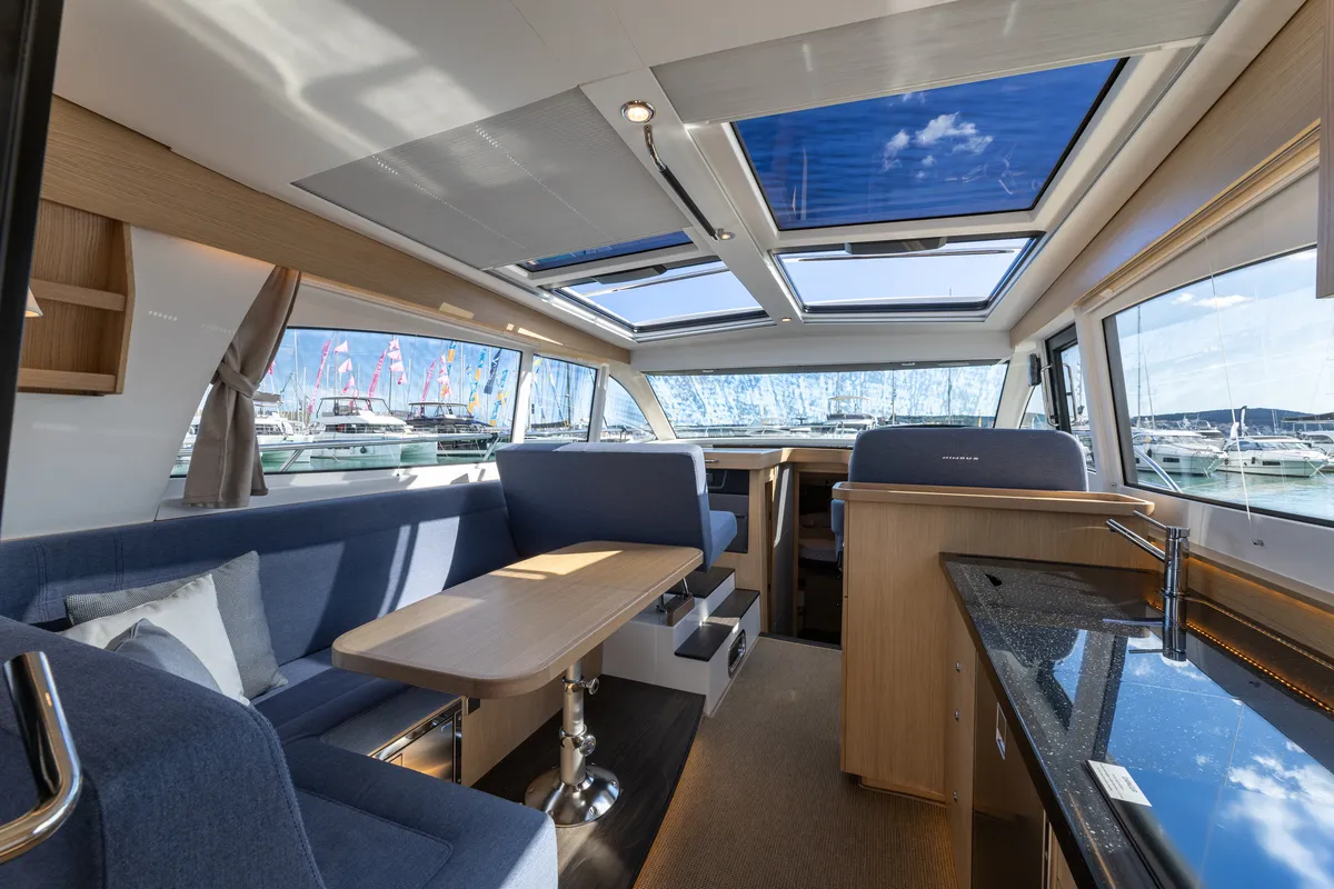 Salon of Ikar, a Nimbus 405 Coupe motorboat at Split, Croatia