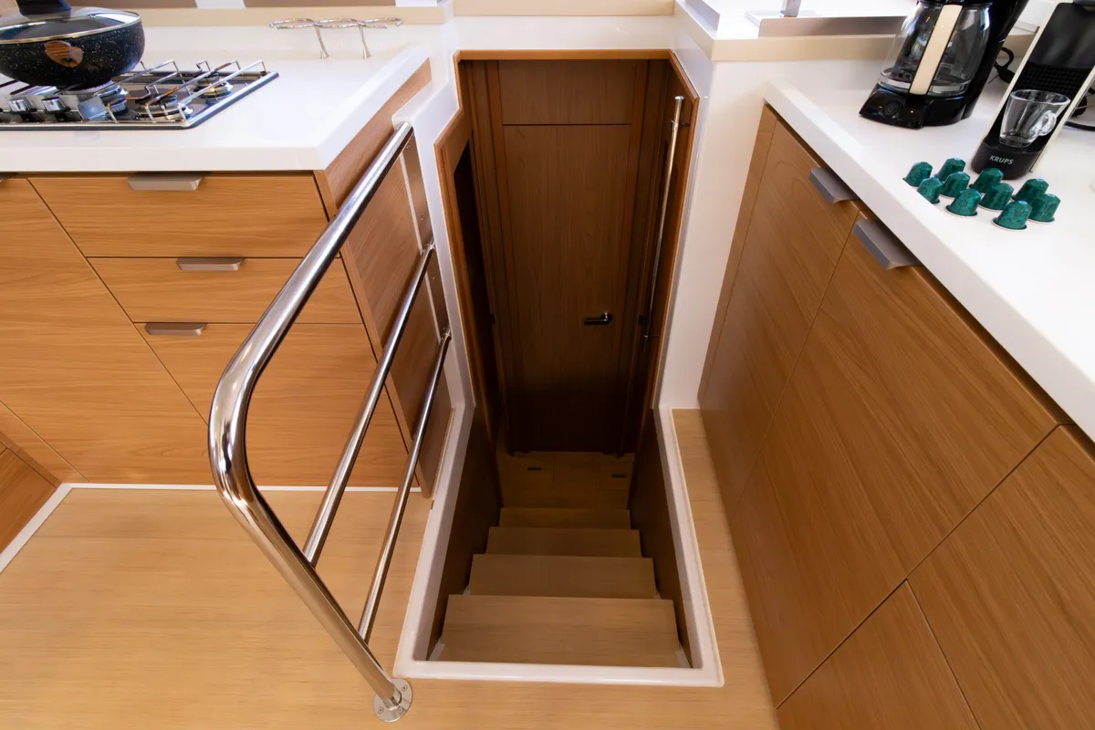 Galley of Zizi II, a Bali 4.6 catamaran at Preveza, Greece