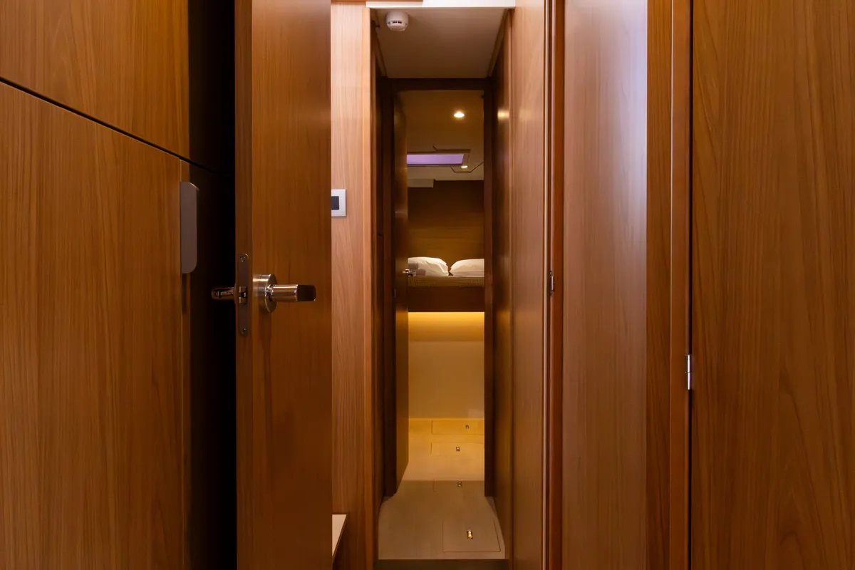 Cabin on Zizi II, a Bali 4.6 catamaran at Preveza, Greece
