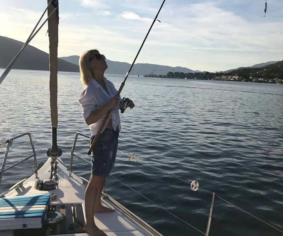Sunny Wind, a Dufour 460 Grand Large sailboat at Tivat, Montenegro