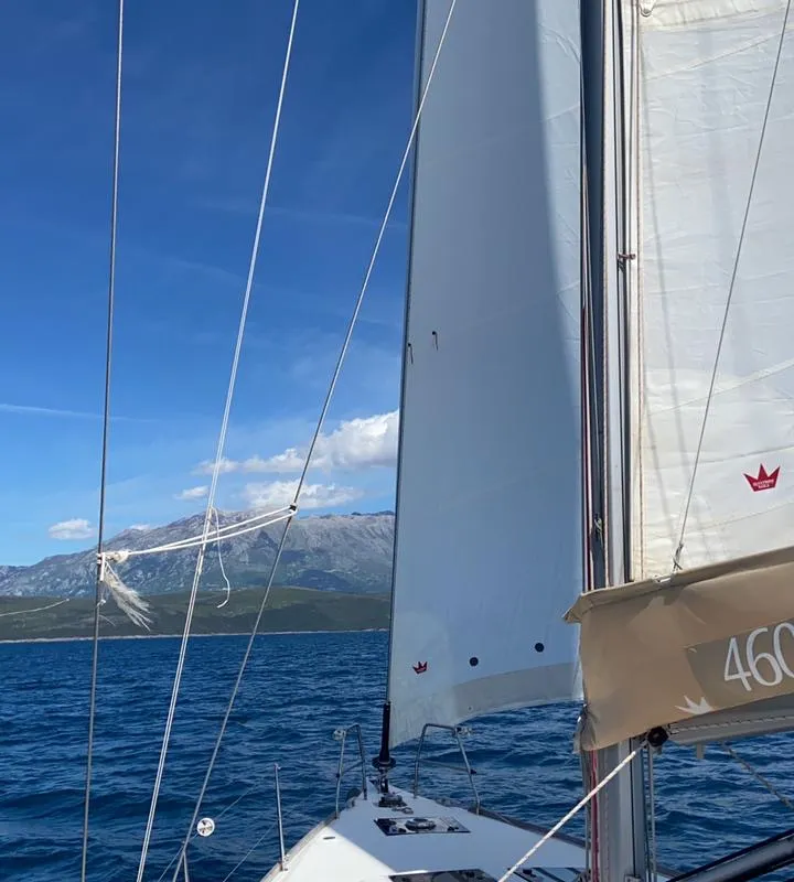 Sunny Wind, a Dufour 460 Grand Large sailboat at Tivat, Montenegro