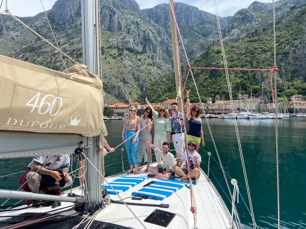 Sunny Wind, a Dufour 460 Grand Large sailboat at Tivat, Montenegro
