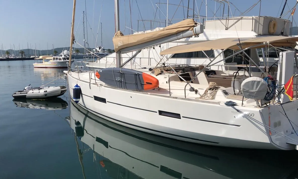 Sunny Wind, a Dufour 460 Grand Large sailboat at Tivat, Montenegro