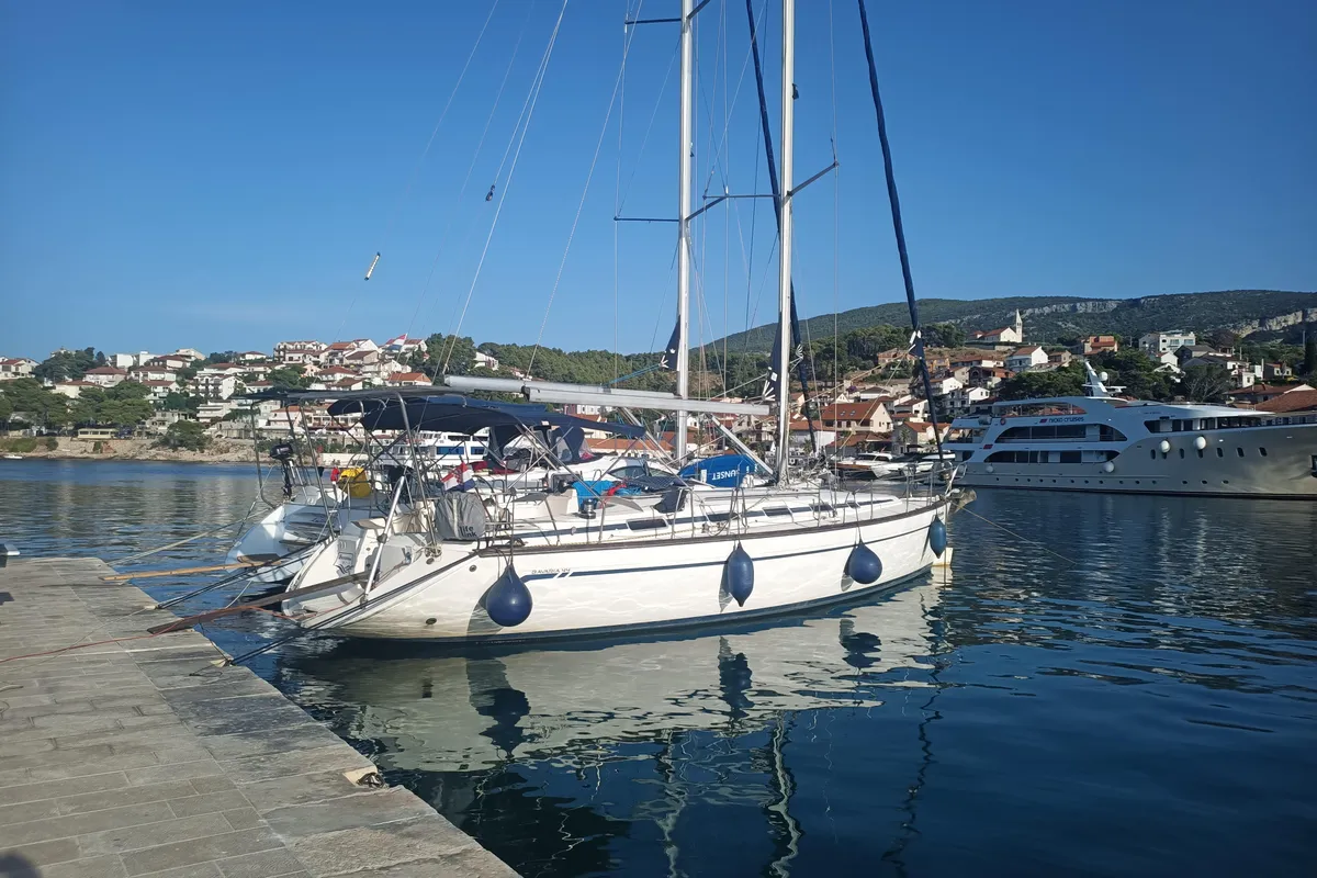 Exterior view of Freedom, a Bavaria 44 sailboat at Split, Croatia