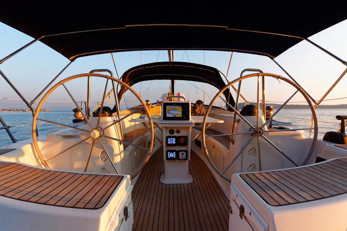 Cockpit of Freedom, a Bavaria 44 sailboat at Split, Croatia