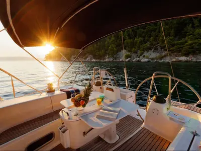 Deck of Freedom, a Bavaria 44 sailboat at Split, Croatia