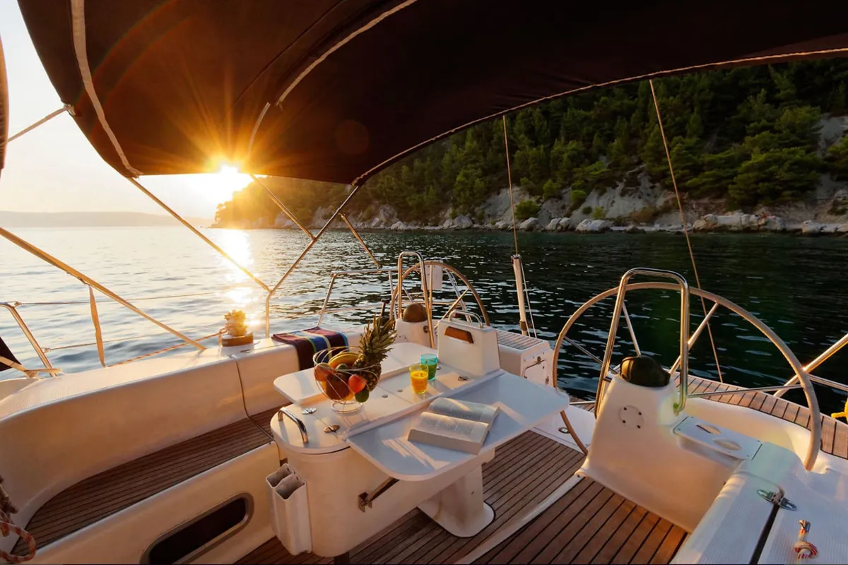 Deck of Freedom, a Bavaria 44 sailboat at Split, Croatia
