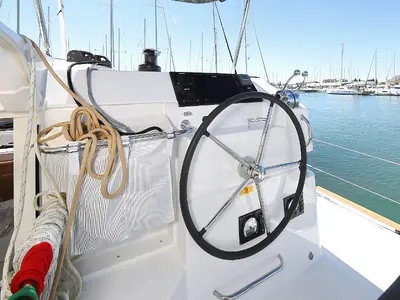 Cockpit of Gin Tonic, a Lagoon 39 catamaran at Općina Sukošan, Croatia
