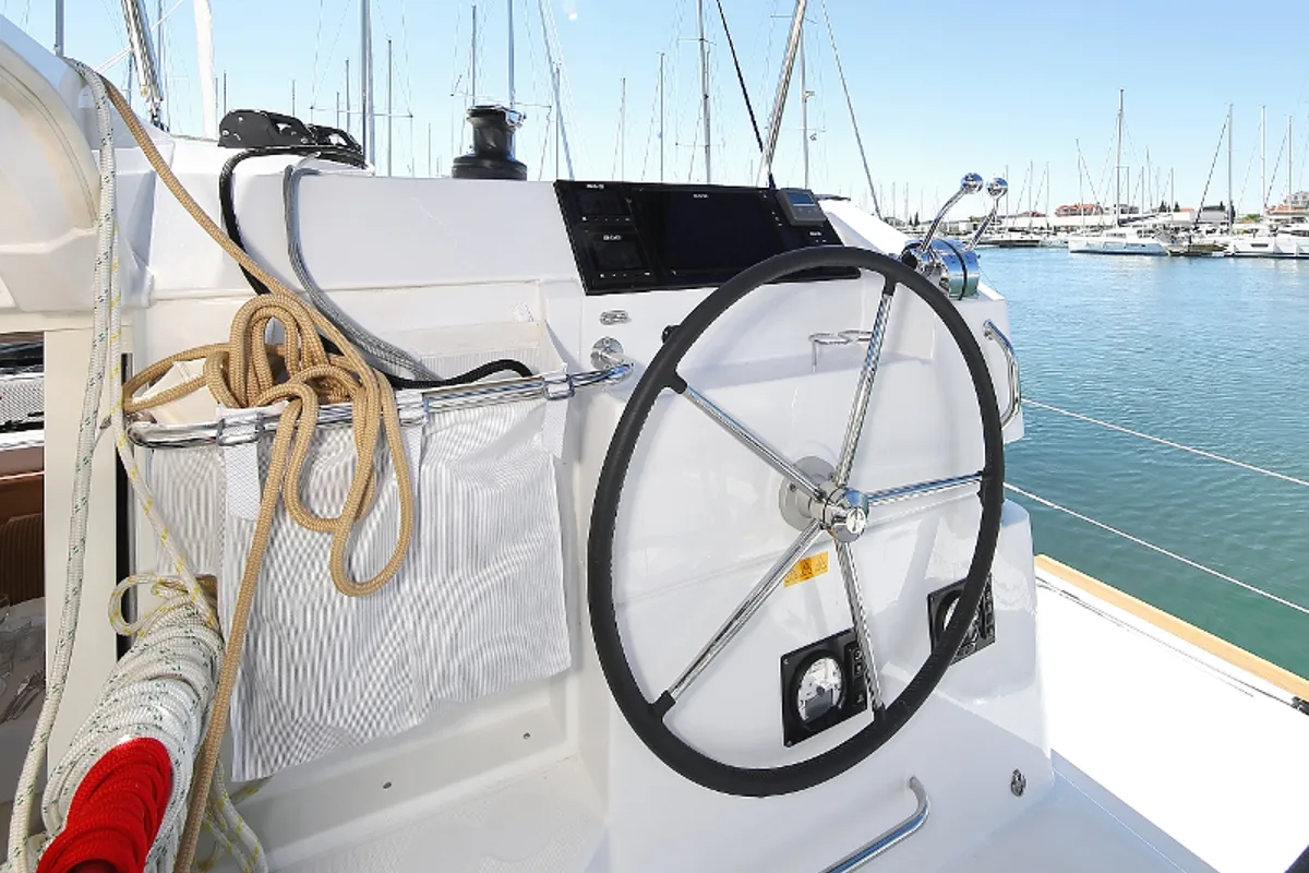 Cockpit of Gin Tonic, a Lagoon 39 catamaran at Općina Sukošan, Croatia
