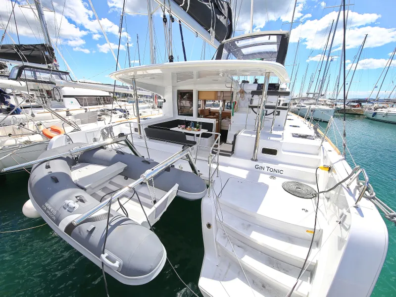 Exterior view of Gin Tonic, a Lagoon 39 catamaran at Općina Sukošan, Croatia