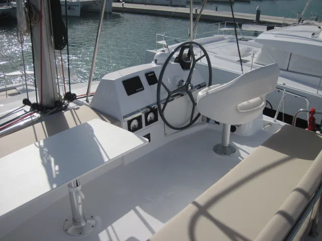Patrizia, a Bali 4.3 catamaran at Capo d'Orlando, Italy