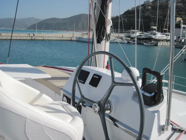 Patrizia, a Bali 4.3 catamaran at Capo d'Orlando, Italy