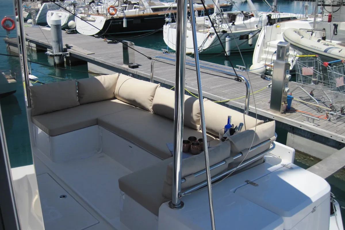 Patrizia, a Bali 4.3 catamaran at Capo d'Orlando, Italy