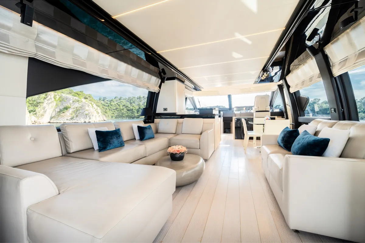 Salon of Mineira, a Azimut 72 motor yacht at Grad Šibenik, Croatia