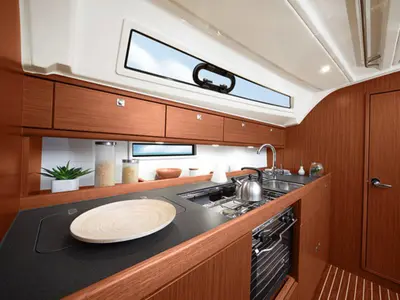 Galley of Urze, a Bavaria Cruiser 41 sailboat at Ponta Delgada, Portugal