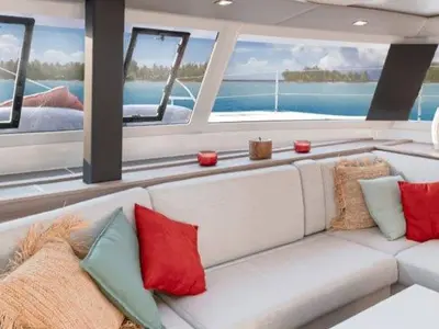 Salon of Stargazer, a Fountaine Pajot Tanna 47 catamaran at Road Town, British Virgin Islands
