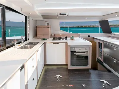 Galley of Stargazer, a Fountaine Pajot Tanna 47 catamaran at Road Town, British Virgin Islands