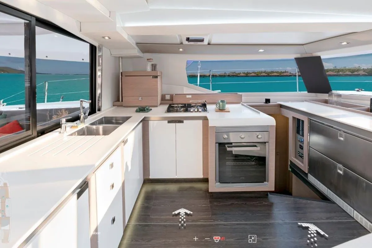 Galley of Stargazer, a Fountaine Pajot Tanna 47 catamaran at Road Town, British Virgin Islands