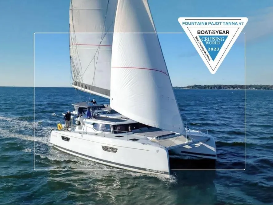 Exterior view of Stargazer, a Fountaine Pajot Tanna 47 catamaran at Road Town, British Virgin Islands