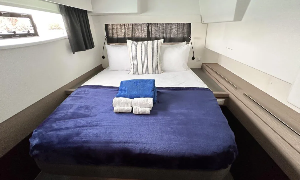 Cabin on Stargazer, a Fountaine Pajot Tanna 47 catamaran at Road Town, British Virgin Islands