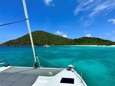 Deck of Stargazer, a Fountaine Pajot Tanna 47 catamaran at Road Town, British Virgin Islands