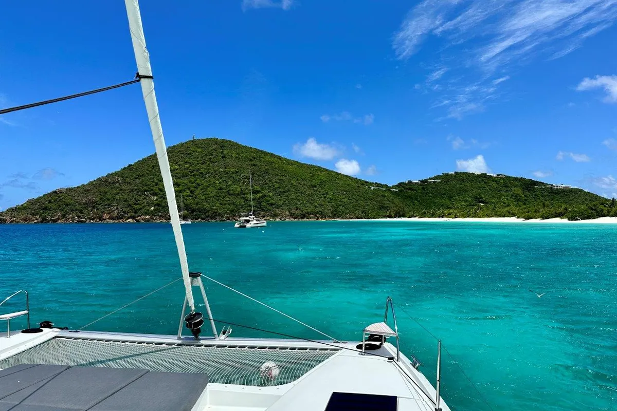 Deck of Stargazer, a Fountaine Pajot Tanna 47 catamaran at Road Town, British Virgin Islands