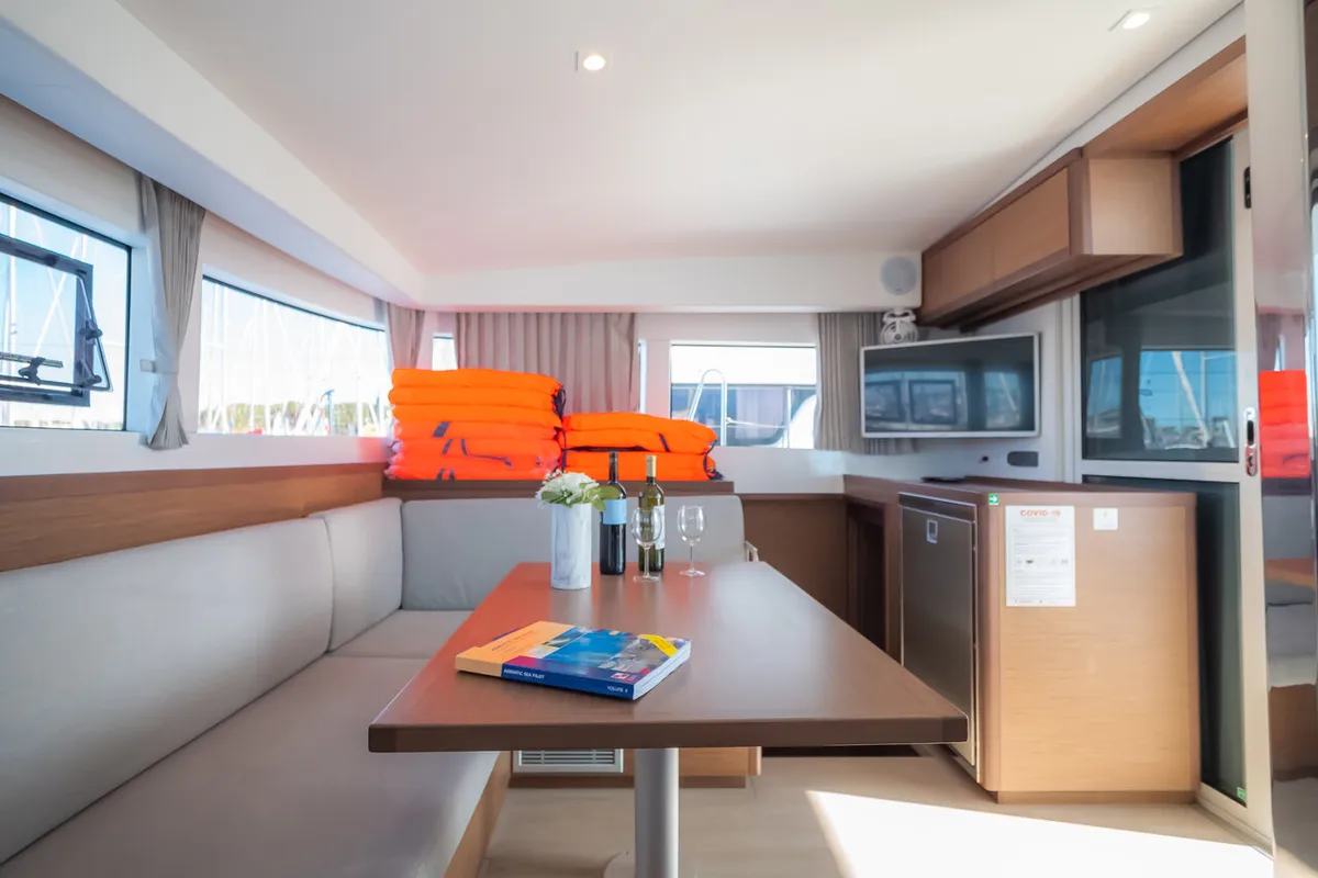 Salon of You, a Lagoon 40 catamaran at Grad Biograd na Moru, Croatia
