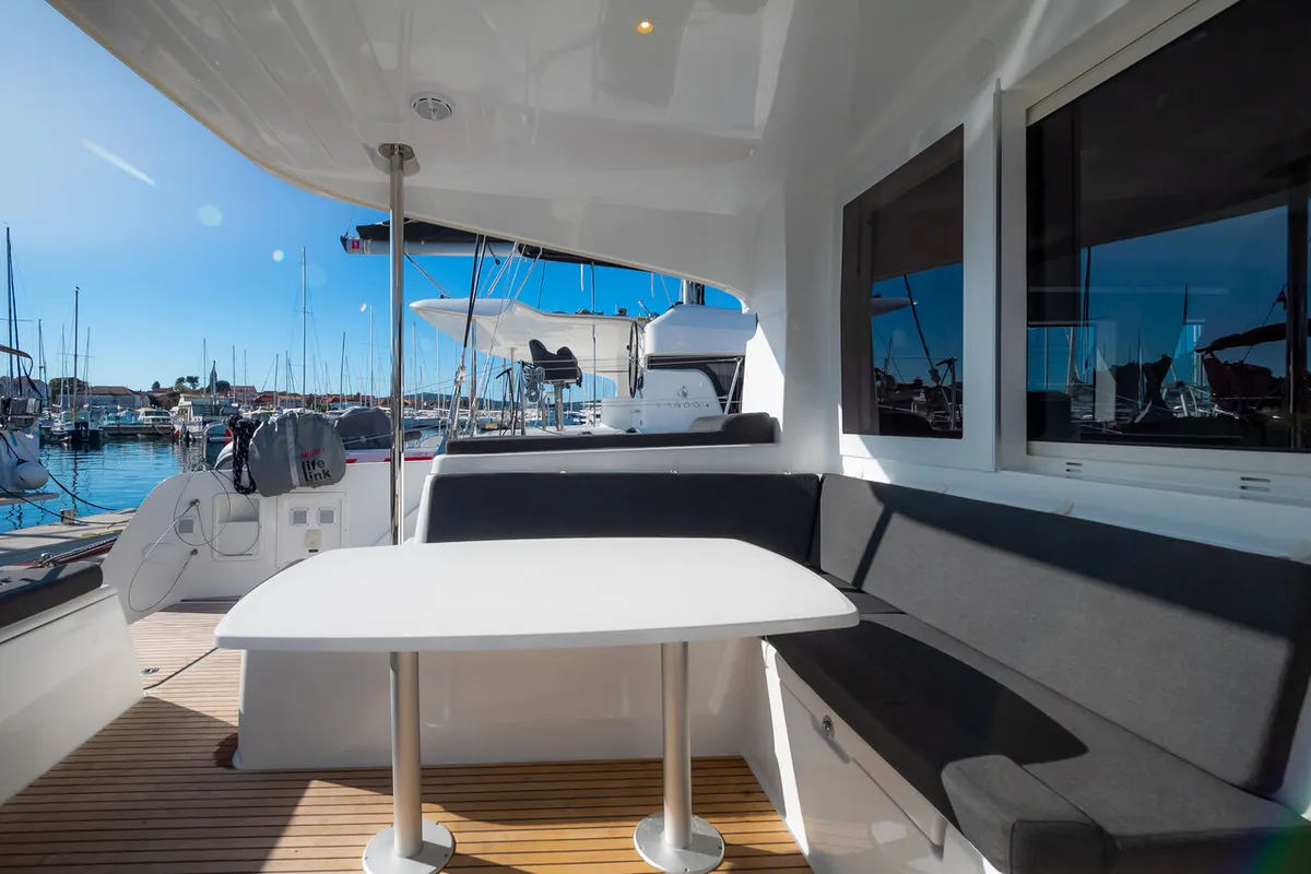Deck of You, a Lagoon 40 catamaran at Grad Biograd na Moru, Croatia