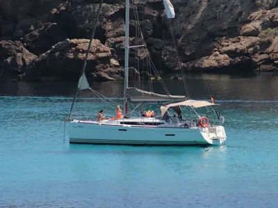 Exterior view of Erin, a Jeanneau Sun Odyssey 379 sailboat at San Miguel de Abona, Spain