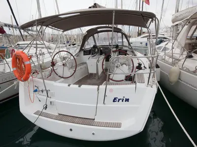 Cockpit of Erin, a Jeanneau Sun Odyssey 379 sailboat at San Miguel de Abona, Spain