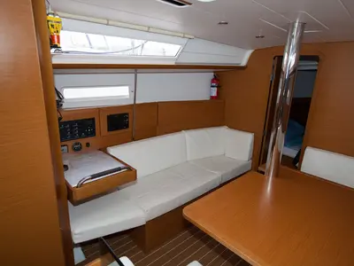 Salon of Erin, a Jeanneau Sun Odyssey 379 sailboat at San Miguel de Abona, Spain