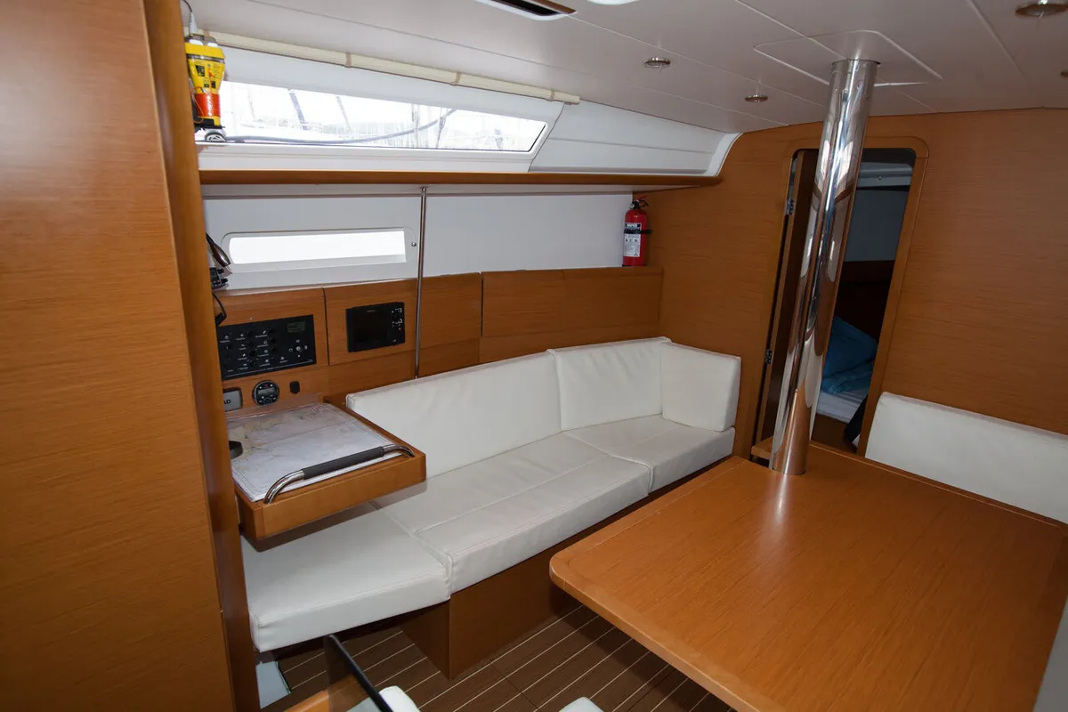 Salon of Erin, a Jeanneau Sun Odyssey 379 sailboat at San Miguel de Abona, Spain