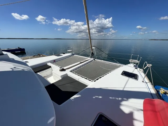 Exterior view of Mariano, a Lagoon 450 Fly catamaran at Cienfuegos, Cuba