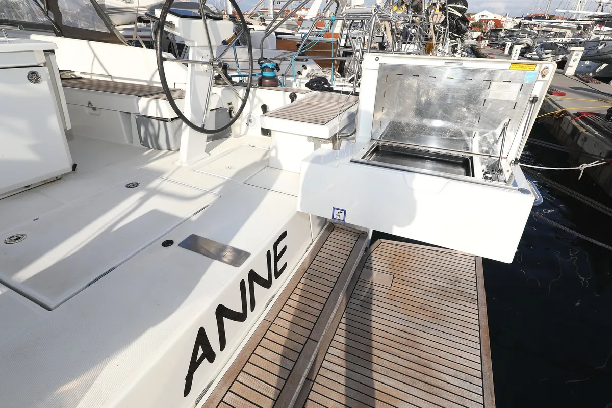 Deck of Anne, a Beneteau Oceanis 46.1 sailboat at Grad Vodice, Croatia
