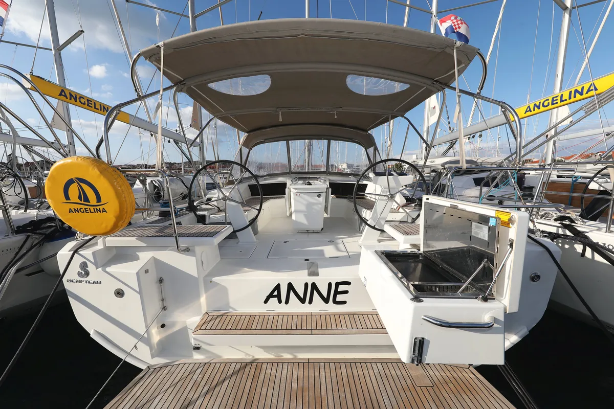 Exterior view of Anne, a Beneteau Oceanis 46.1 sailboat at Grad Vodice, Croatia